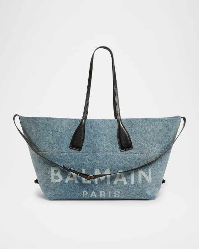 Track Shoulder Bag in Denim and Calfskin Leather